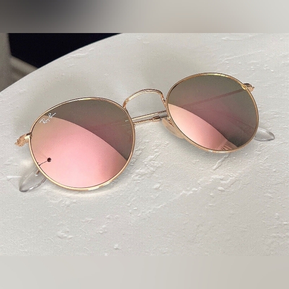 LIKE NEW RayBan Round Metal RB3447 Pink Mirror Flash Ray ban Sunglasses - Picture 5 of 16